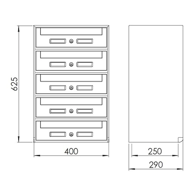 Vendita online Casellario postale alluminio silver da 3 a 15 cassette